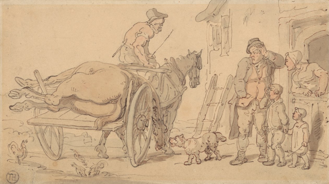 Un caballo muerto en el carro de un verdugo de Thomas Rowlandson