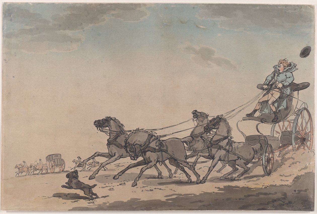 Un Cuatro en Mano, o El Carruaje Desbocado, 1791-93 de Thomas Rowlandson