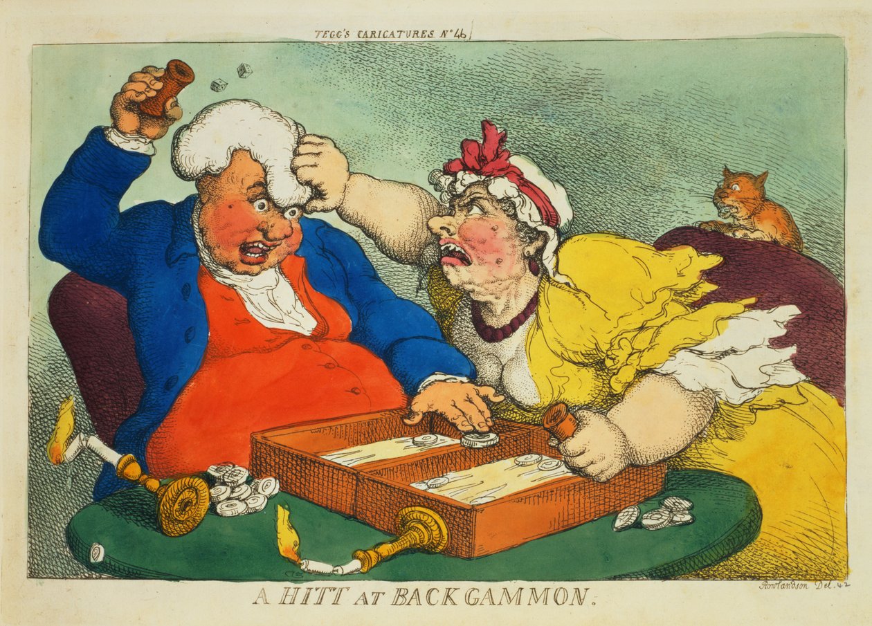 Un golpe en el backgammon de Thomas Rowlandson