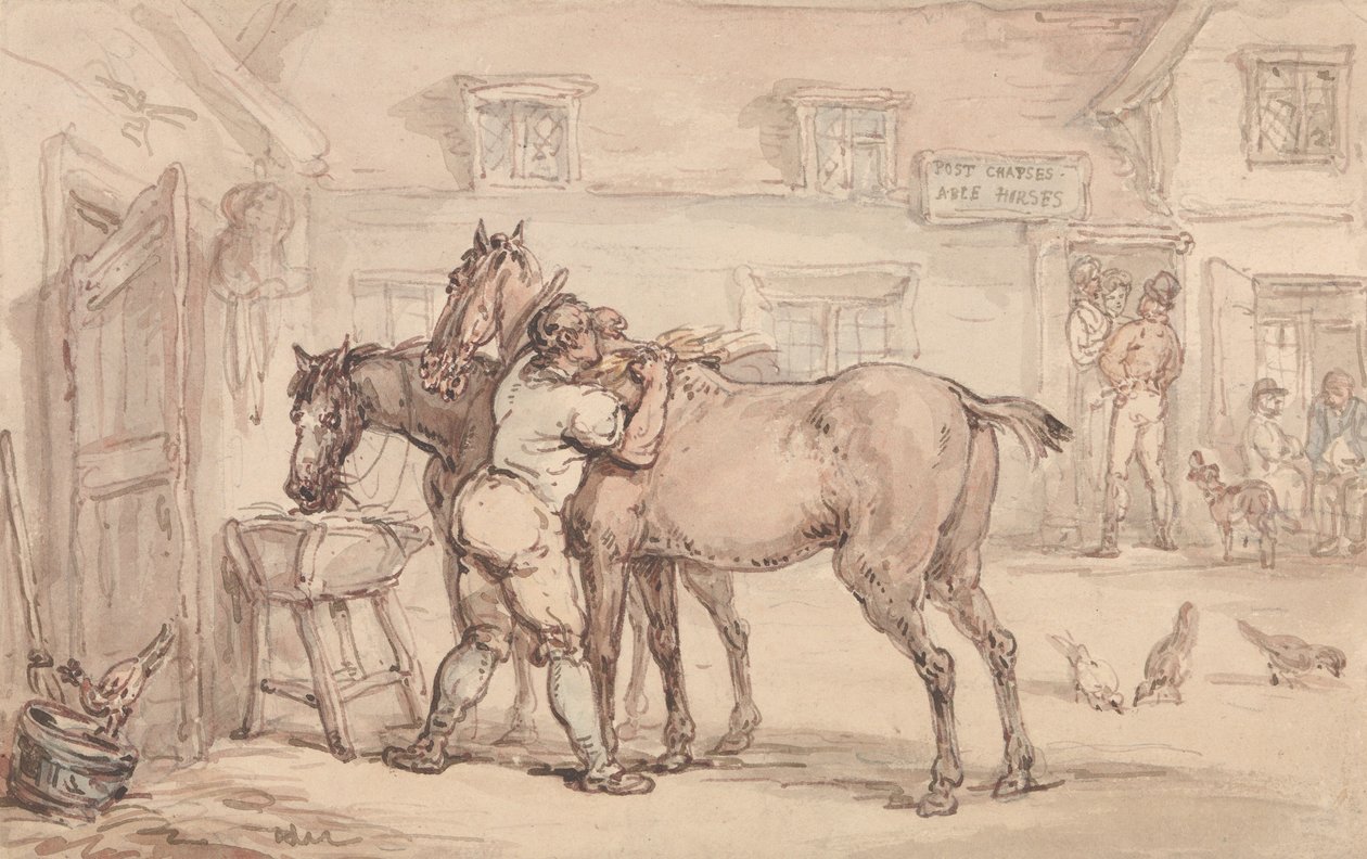 Una caballeriza de Thomas Rowlandson