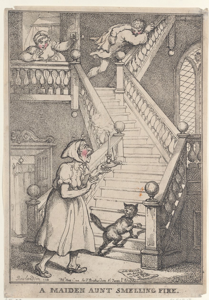 Una tía soltera que huele a fuego de Thomas Rowlandson