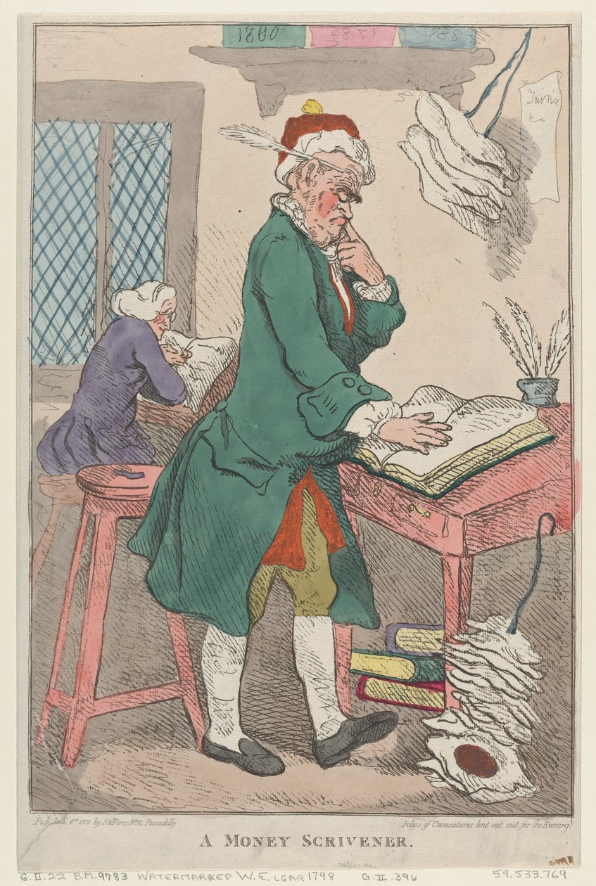 Un escribano de dinero de Thomas Rowlandson