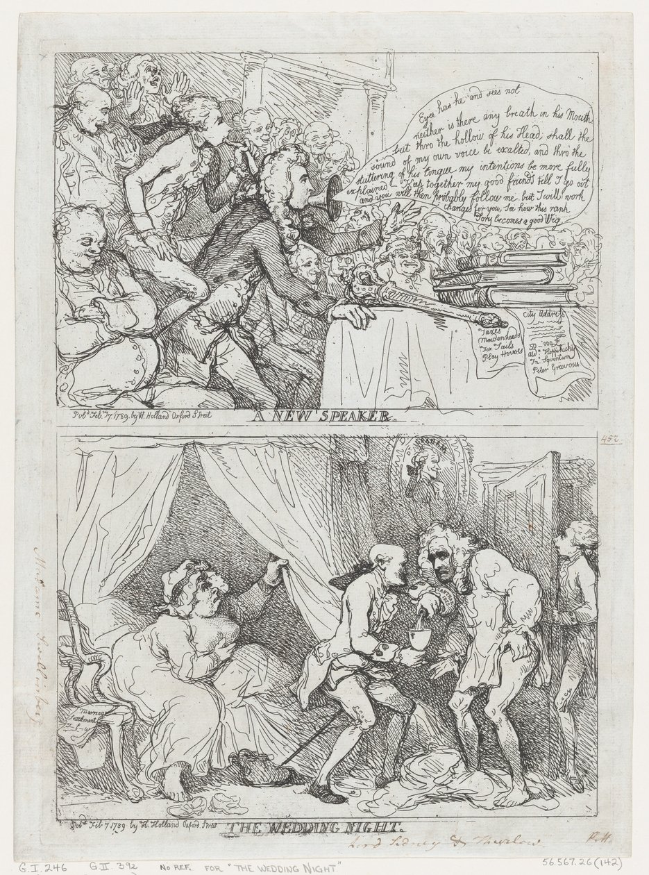 Un Nuevo Orador y La Noche de Bodas, 7 de febrero de 1789 de Thomas Rowlandson