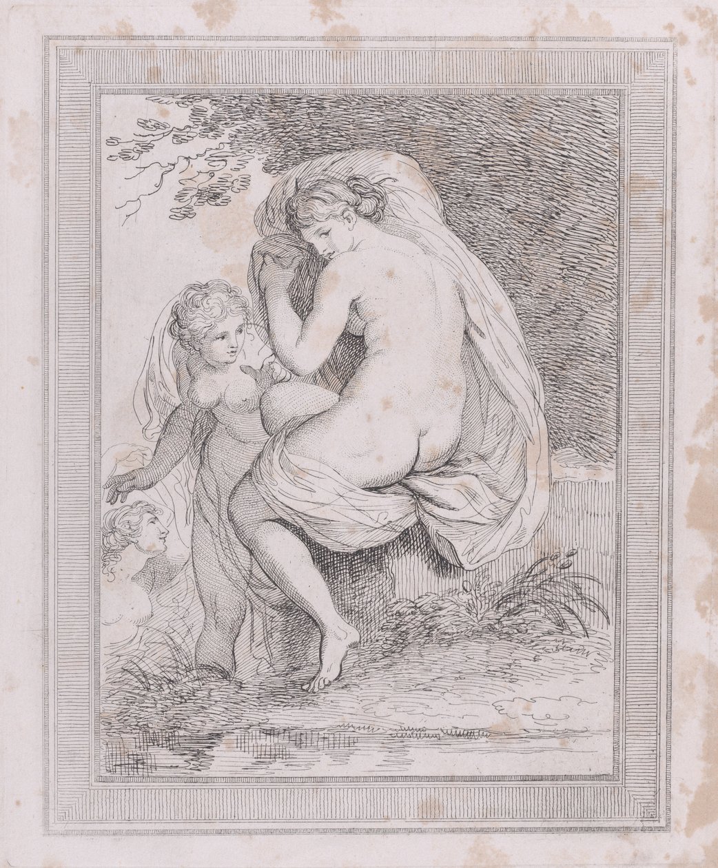 Una ninfa secándose, 1790-99 de Thomas Rowlandson