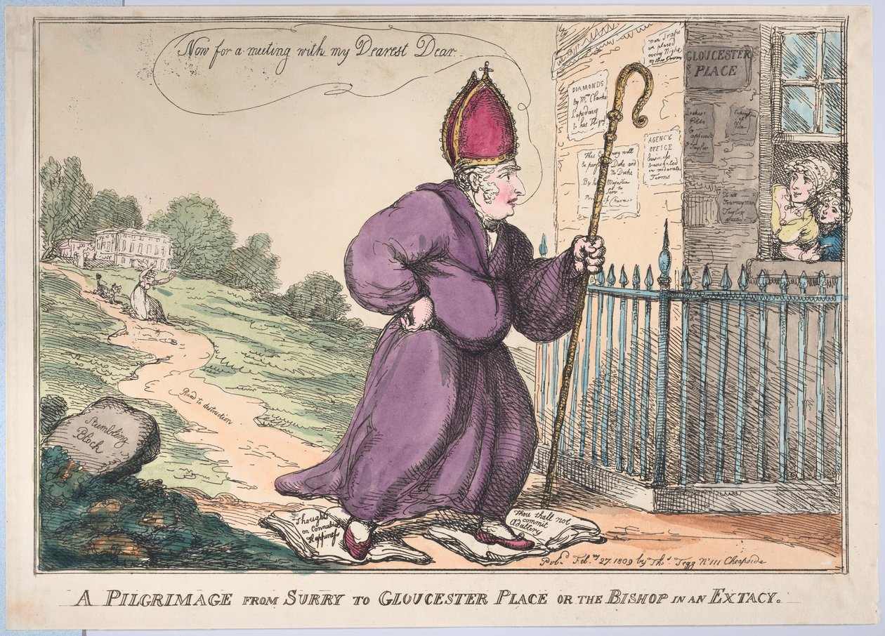 Una peregrinación de Surry a Gloucester Place o el obispo en éxtasis de Thomas Rowlandson