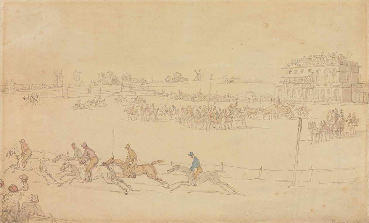 Una carrera en el hipódromo de Knavesmire, en York de Thomas Rowlandson