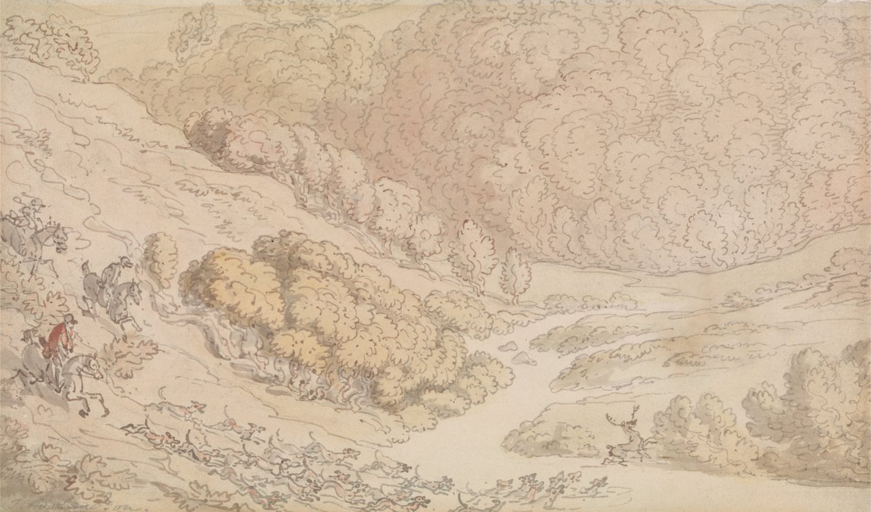 Una caza del ciervo en el suroeste de Inglaterra de Thomas Rowlandson