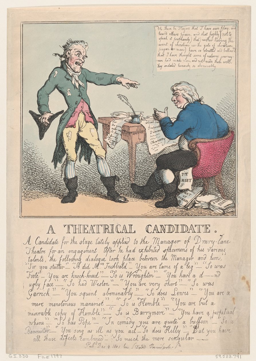 Un Candidato Teatral, 1797 de Thomas Rowlandson