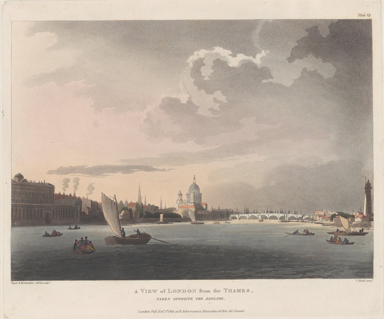 Una vista de Londres desde el Támesis de Thomas Rowlandson