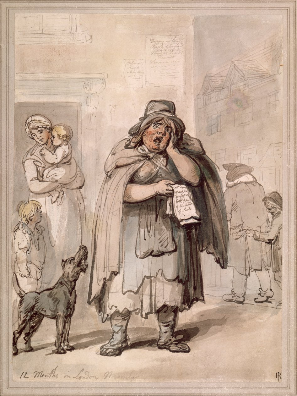 Un Vendedor Ambulante en una Esquina de Calle, Londres de Thomas Rowlandson