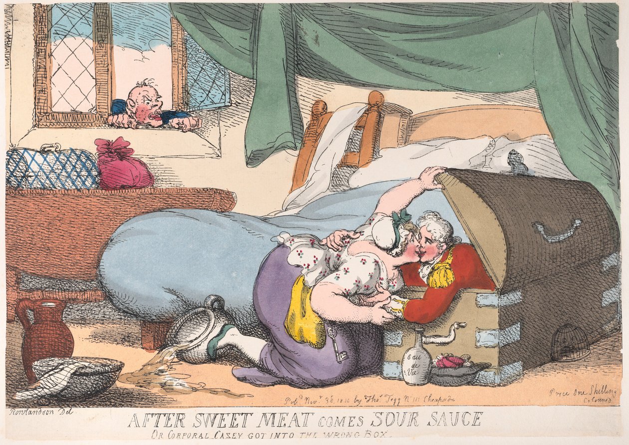 Después de la carne dulce viene la salsa agria, o el cabo Casey se metió en la caja equivocada, 30 de noviembre de 1810 de Thomas Rowlandson