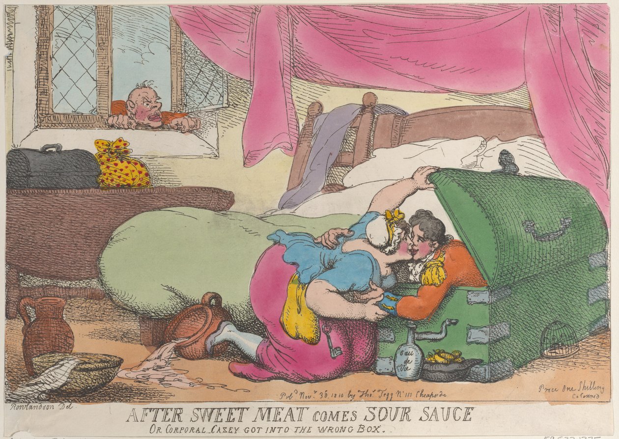 Después del dulce viene la salsa agria, o el cabo Casey se metió en la caja equivocada, 30 de noviembre de 1810 de Thomas Rowlandson