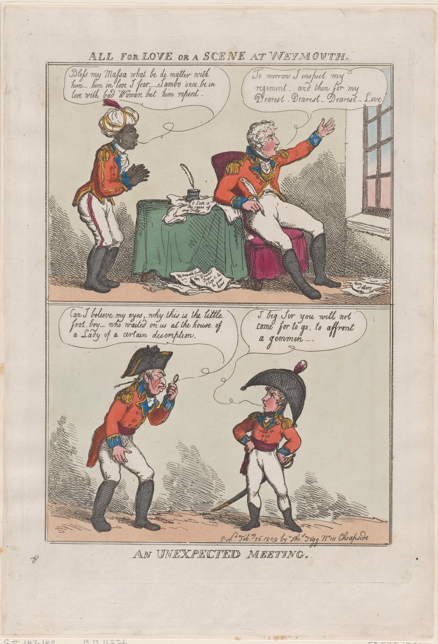 Todo por Amor o una Escena en Weymouth, un Encuentro Inesperado, 26 de febrero de 1809 de Thomas Rowlandson