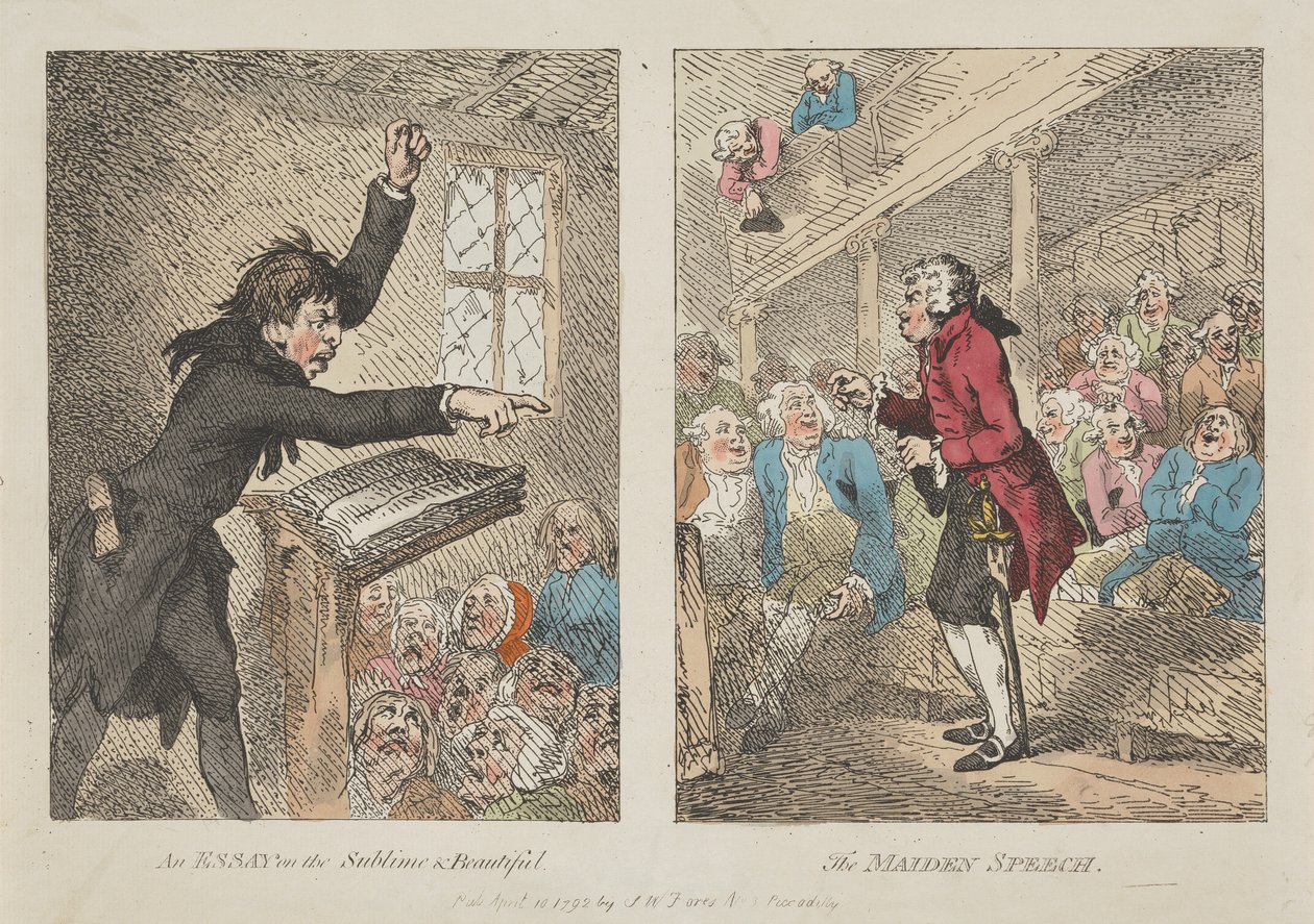 Ensayo sobre lo sublime y lo bello, «El discurso de la doncella» de Thomas Rowlandson