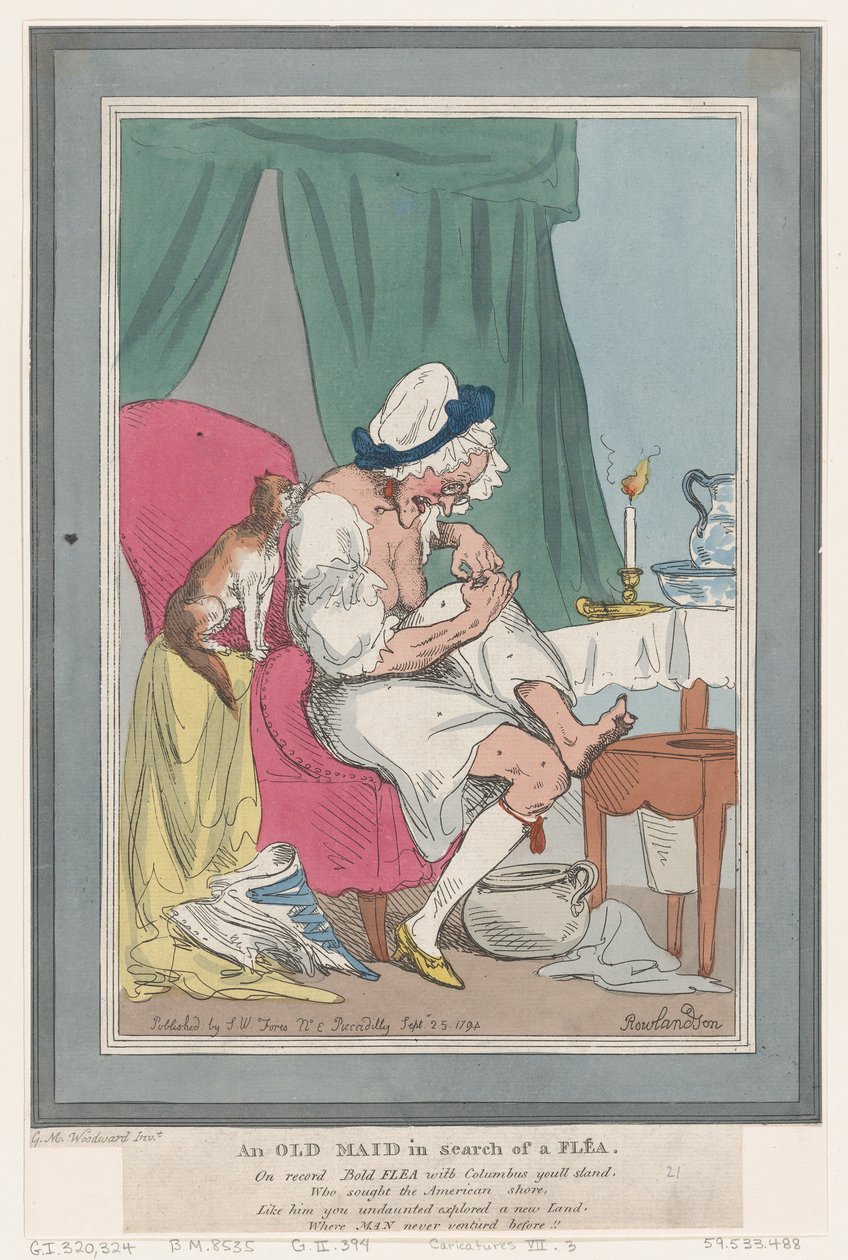 Una Vieja Solterona en Busca de una Pulga de Thomas Rowlandson