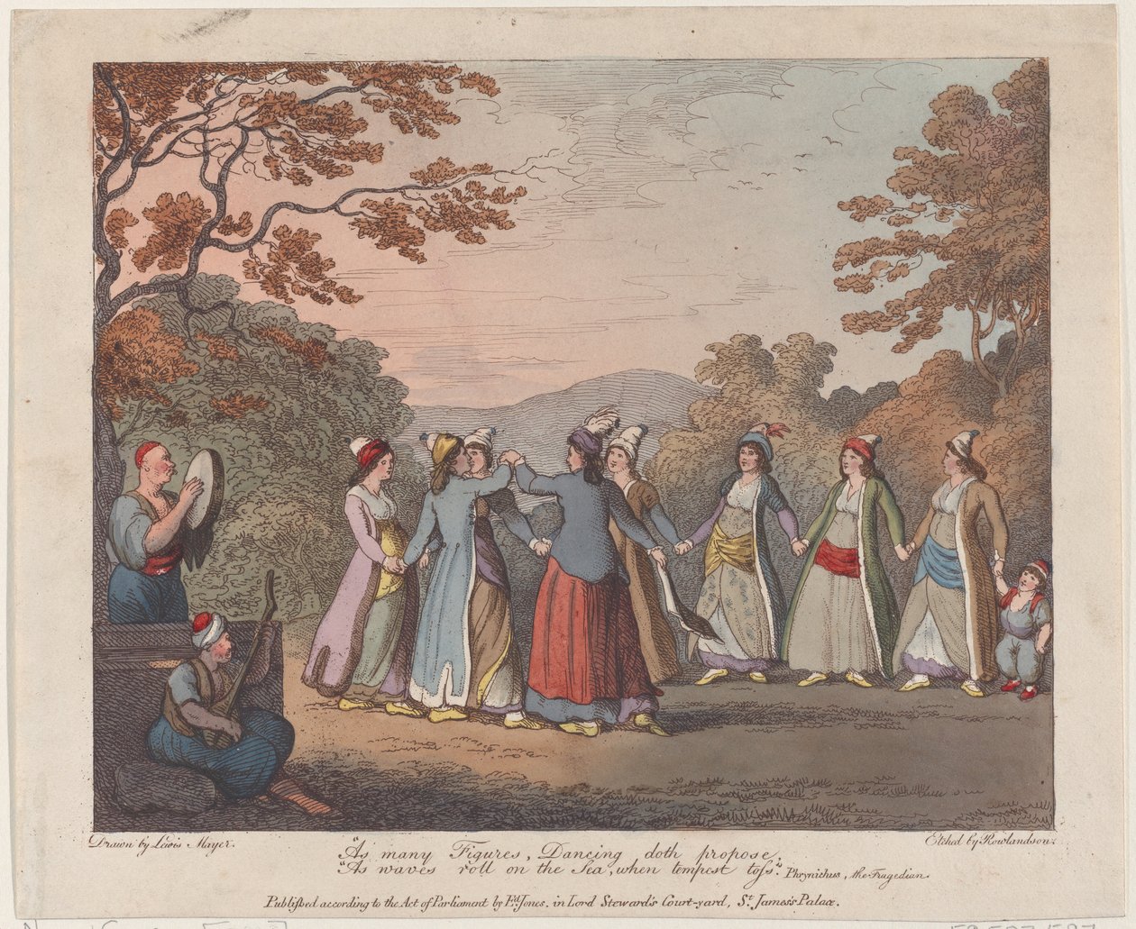 Tantas figuras, bailar propone, como olas ruedan en el mar, cuando la tormenta azota, 31 de julio de 1804 de Thomas Rowlandson