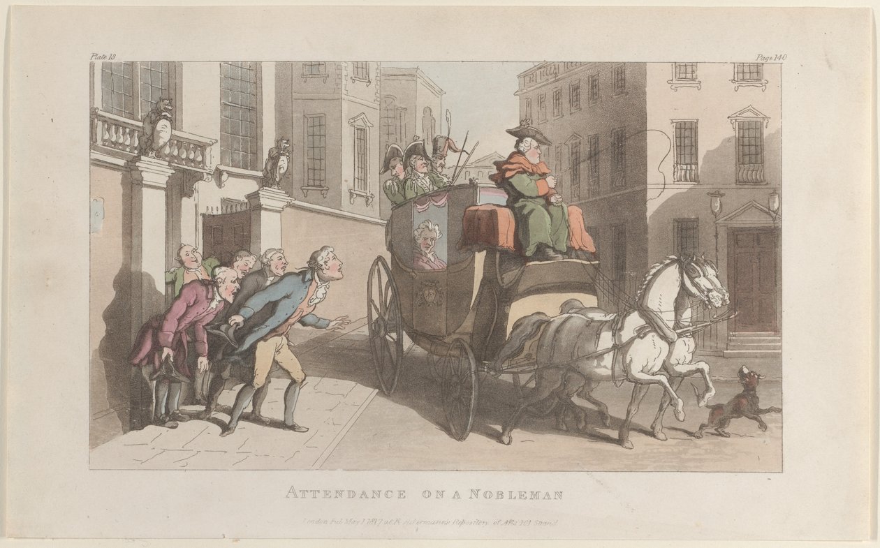 Asistencia a un noble, de El vicario de Wakefield, 1 de mayo de 1817 de Thomas Rowlandson