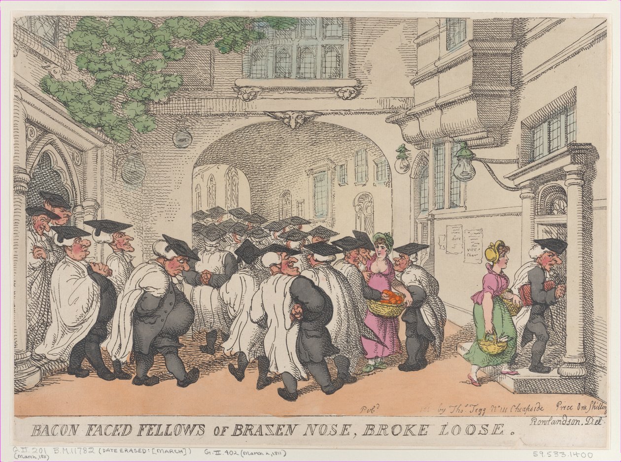 Compañeros de cara de tocino de Brazen Nose, sueltos de Thomas Rowlandson