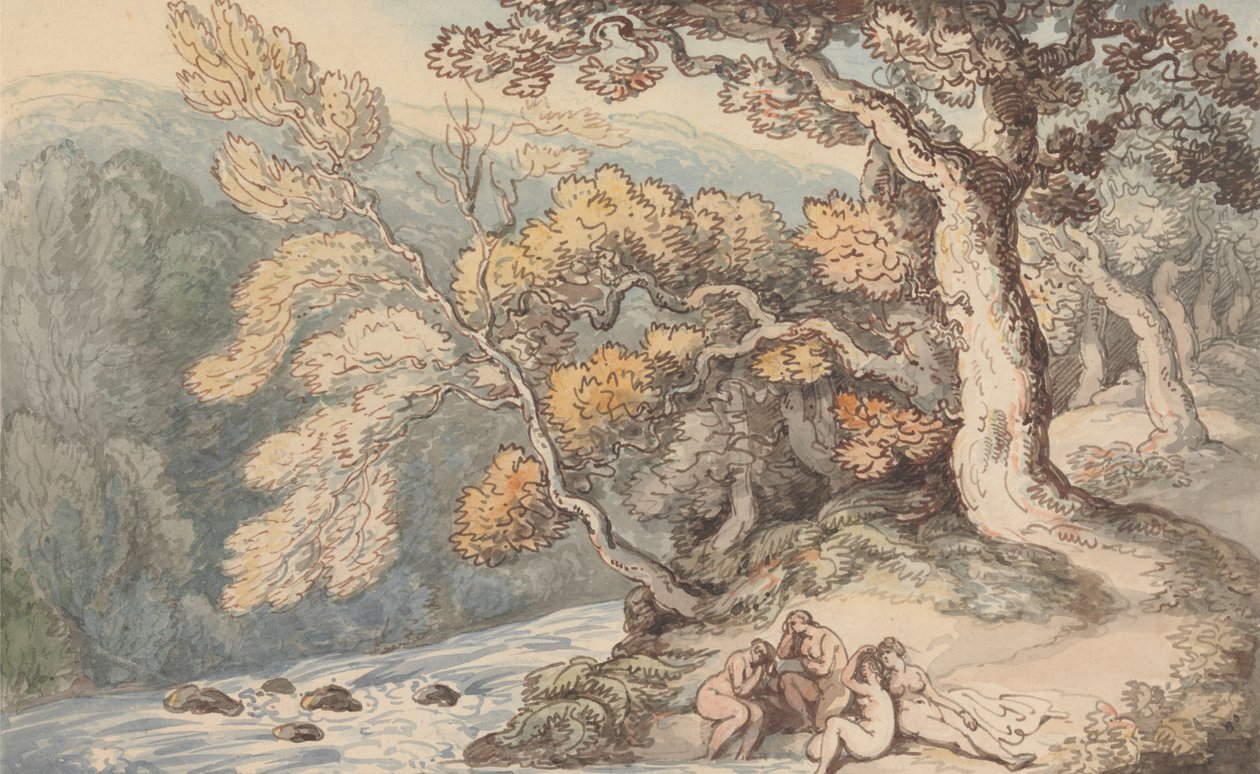 Bañistas en un paisaje de Thomas Rowlandson