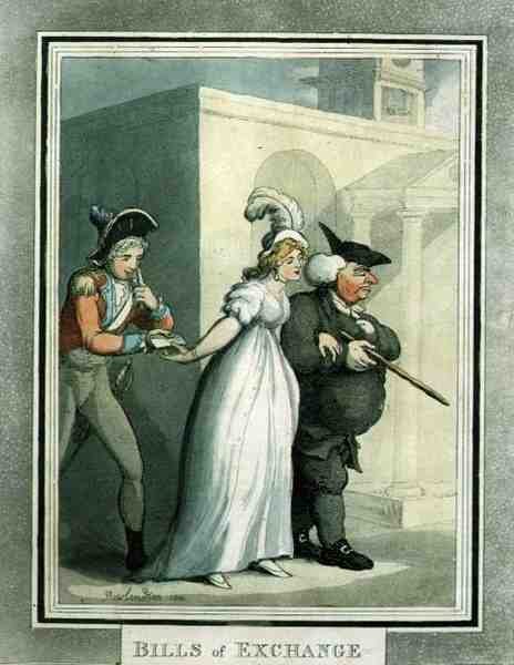 Letras de Cambio, pub. por Rudolph Ackermann de Thomas Rowlandson