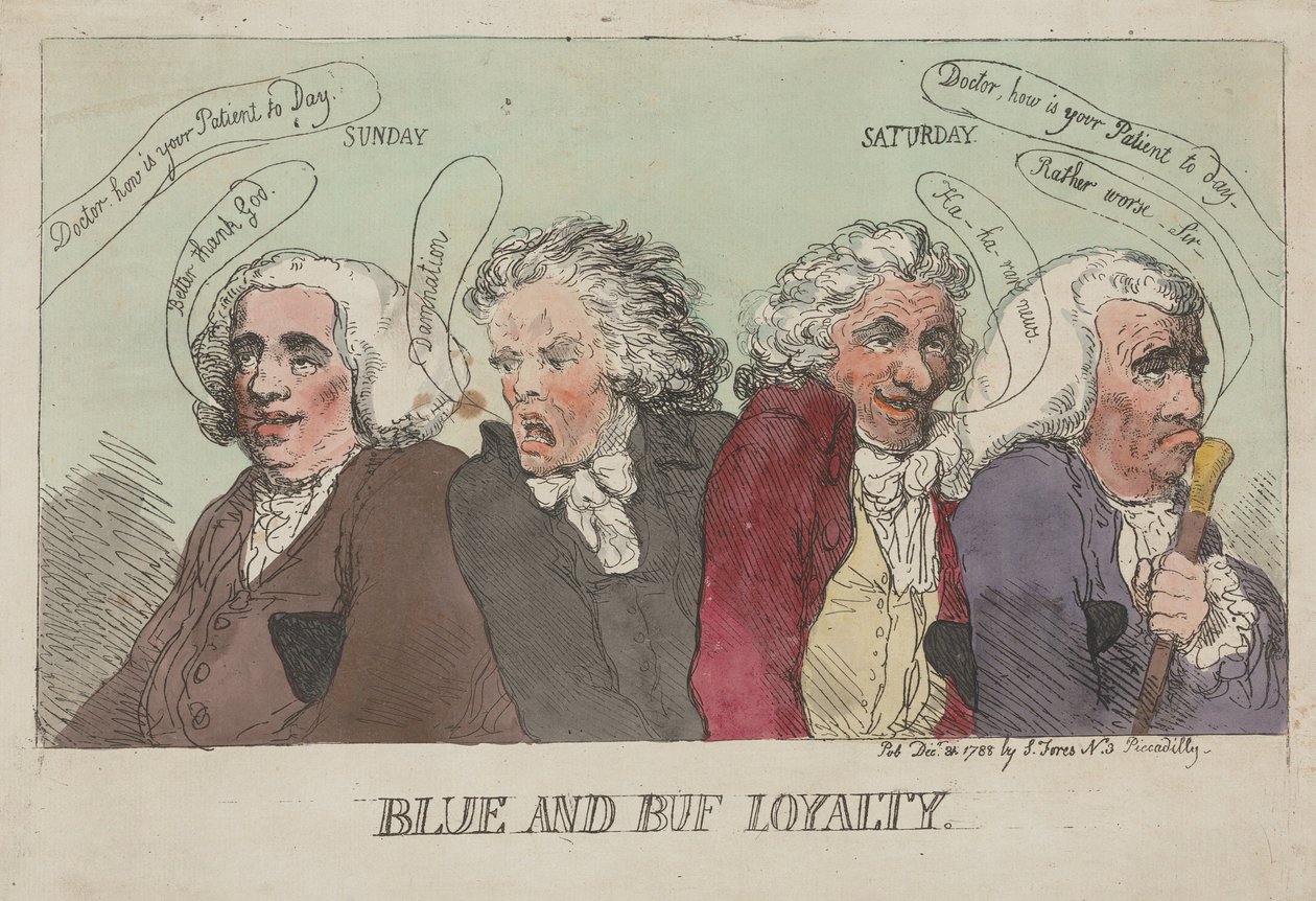Fidelidad a los Blue y los Buf de Thomas Rowlandson