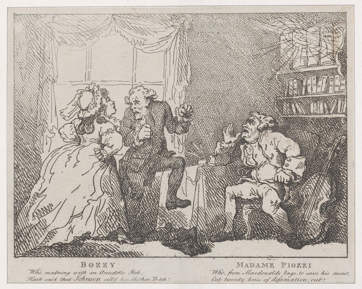 Portada de Bozzy y Madame Piozzi, Bozzy y Piozzi por Peter Pindar de Thomas Rowlandson
