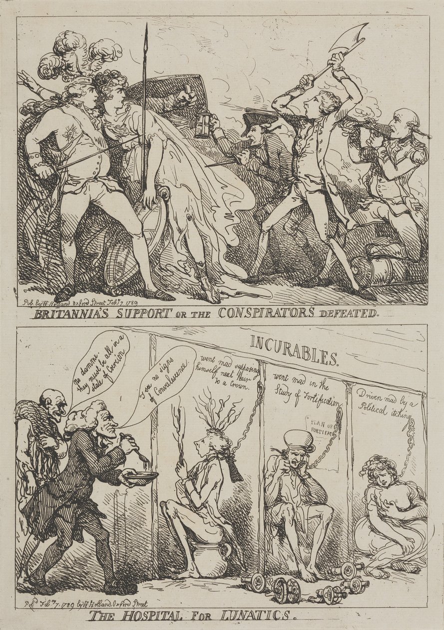 El apoyo de Britannia o la derrota de los conspiradores: el hospital para enfermos mentales de Thomas Rowlandson