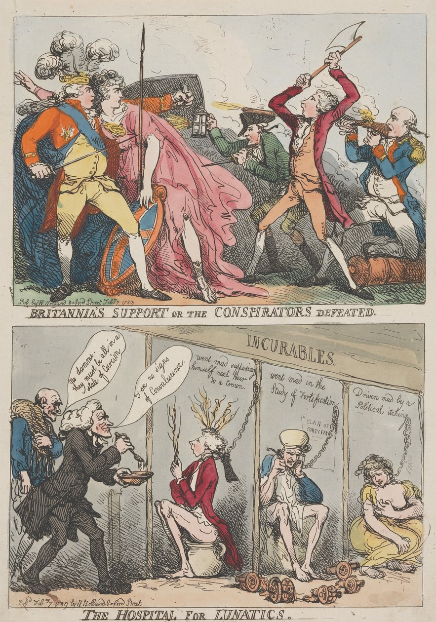 El apoyo de Britannia o la derrota de los conspiradores: el hospital para enfermos mentales de Thomas Rowlandson