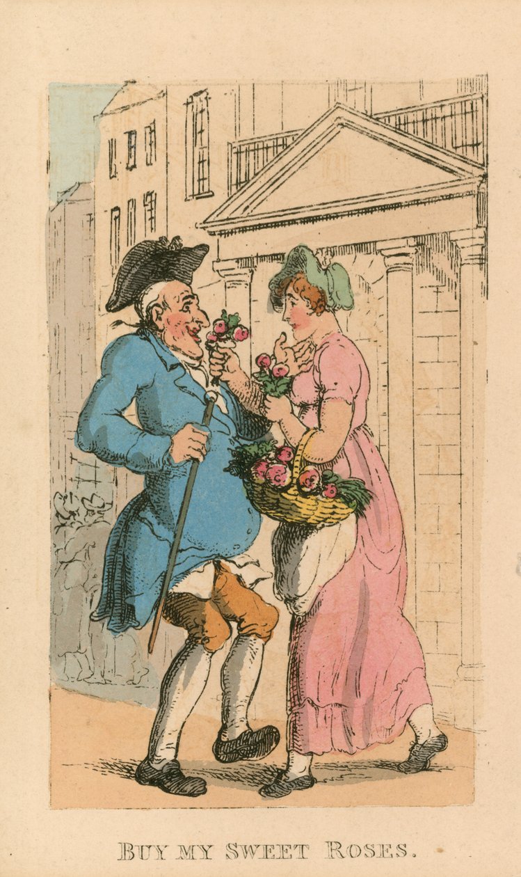 Comprar mis dulces rosas (grabado en color) de Thomas Rowlandson