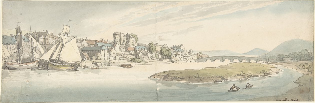 Castillo de Carmarthen, Gales de Thomas Rowlandson