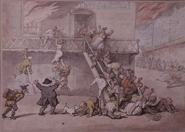 El teatro de Cockburn en llamas de Thomas Rowlandson