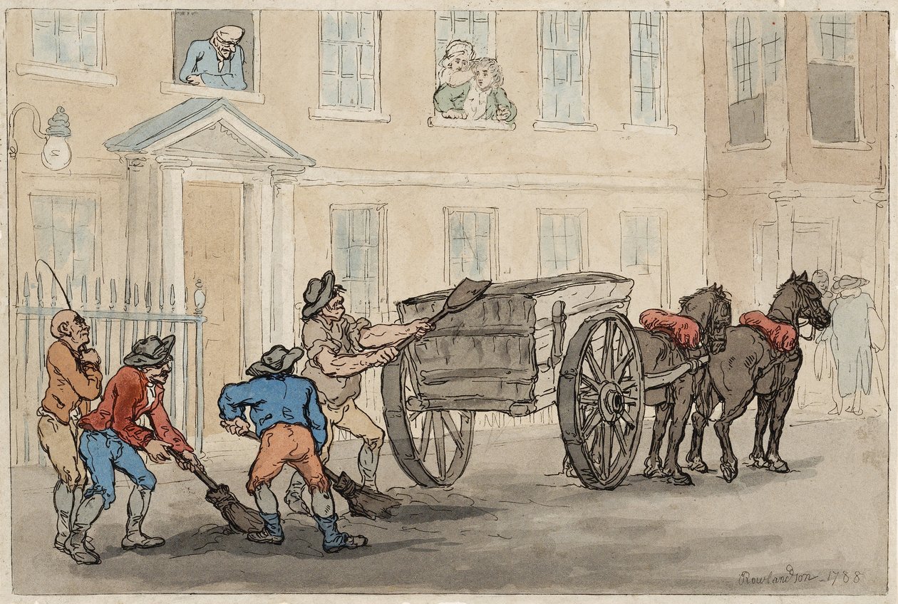 Recolectando el estiércol nocturno, pub. 1788 de Thomas Rowlandson