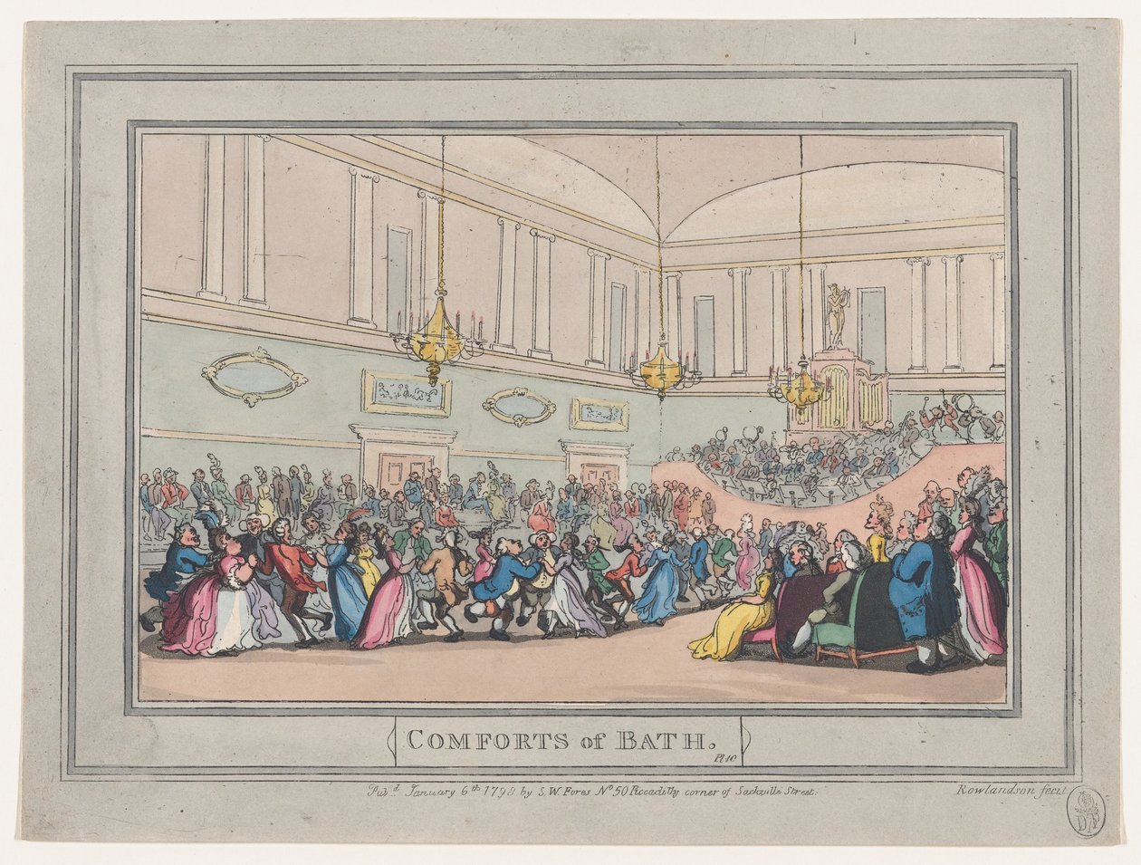 Comodidades de Bath, Placa 10, 6 de enero de 1798 de Thomas Rowlandson
