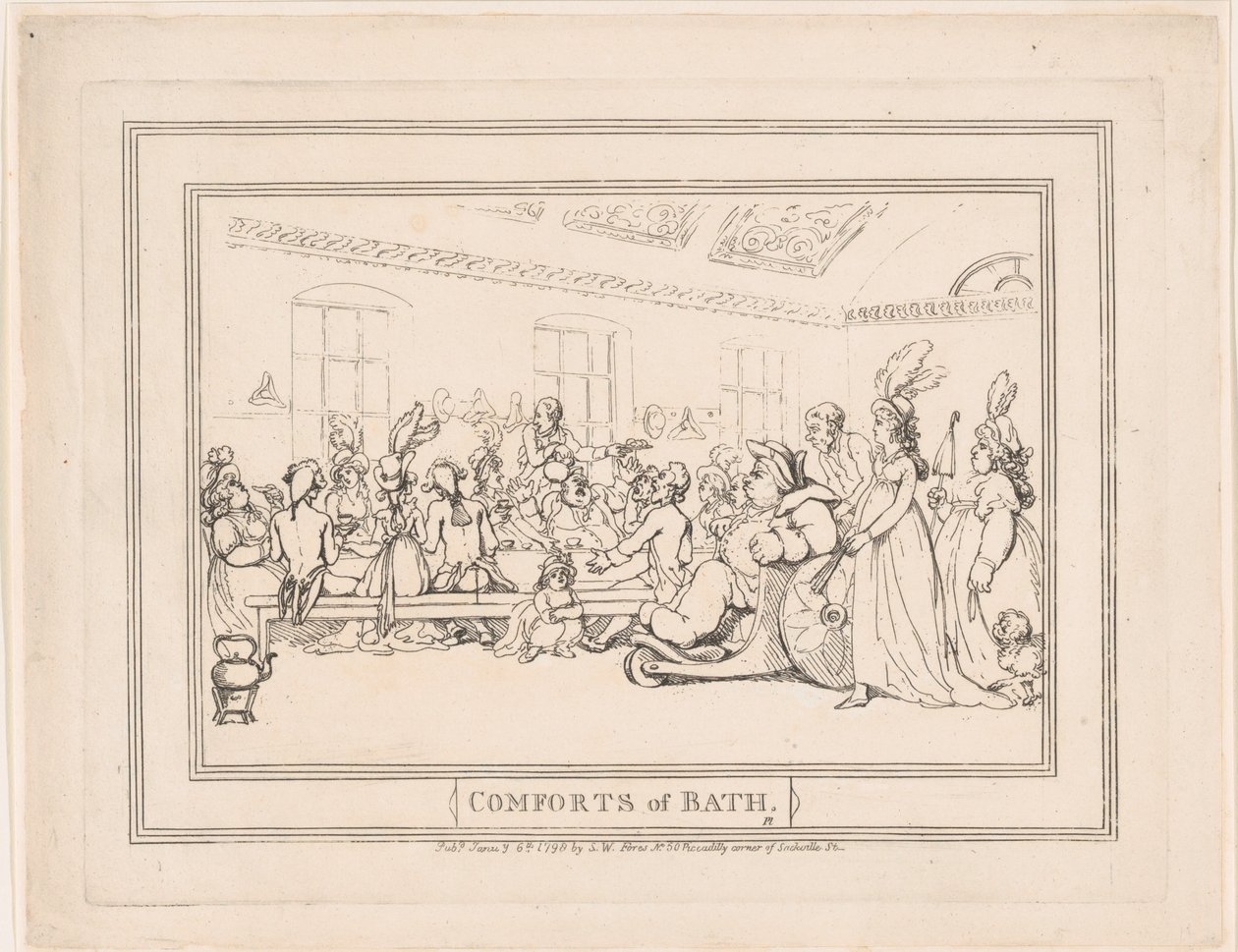«Las delicias del baño», lámina 11 de Thomas Rowlandson