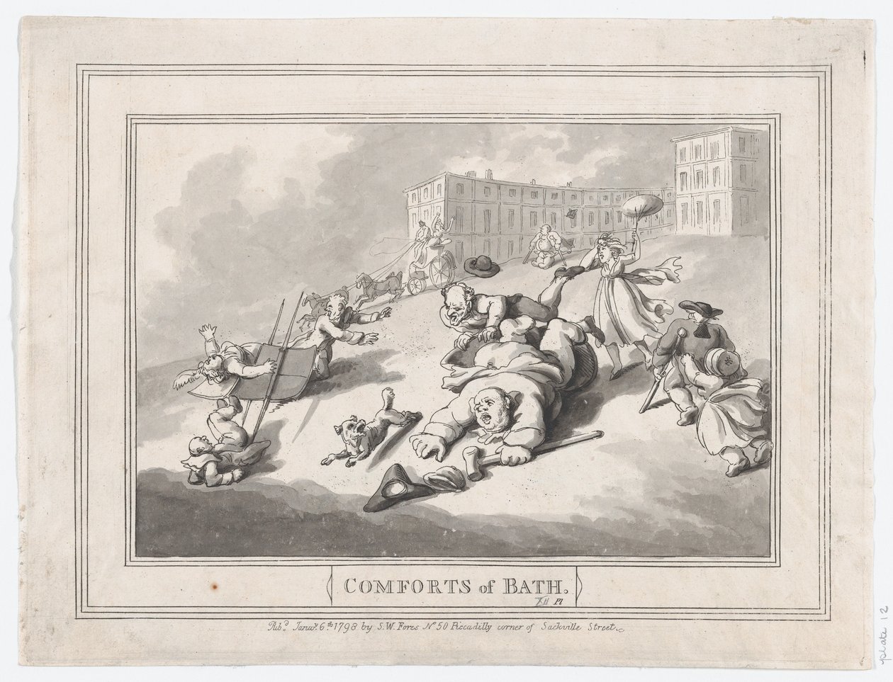 Comodidades de Bath, Placa 12, 6 de enero de 1798 de Thomas Rowlandson