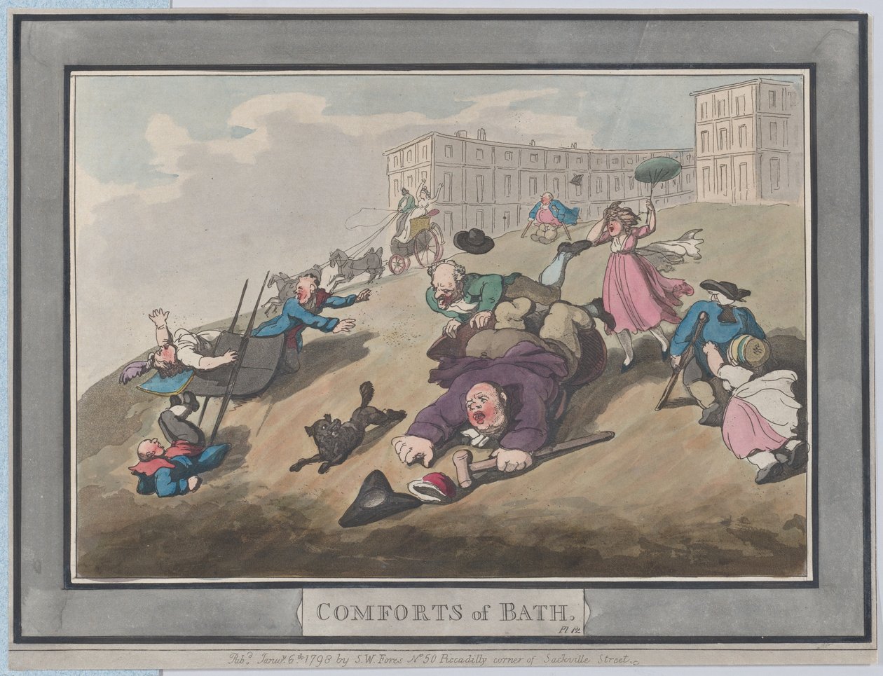 Comodidades de Bath, Placa 12, 6 de enero de 1798 de Thomas Rowlandson