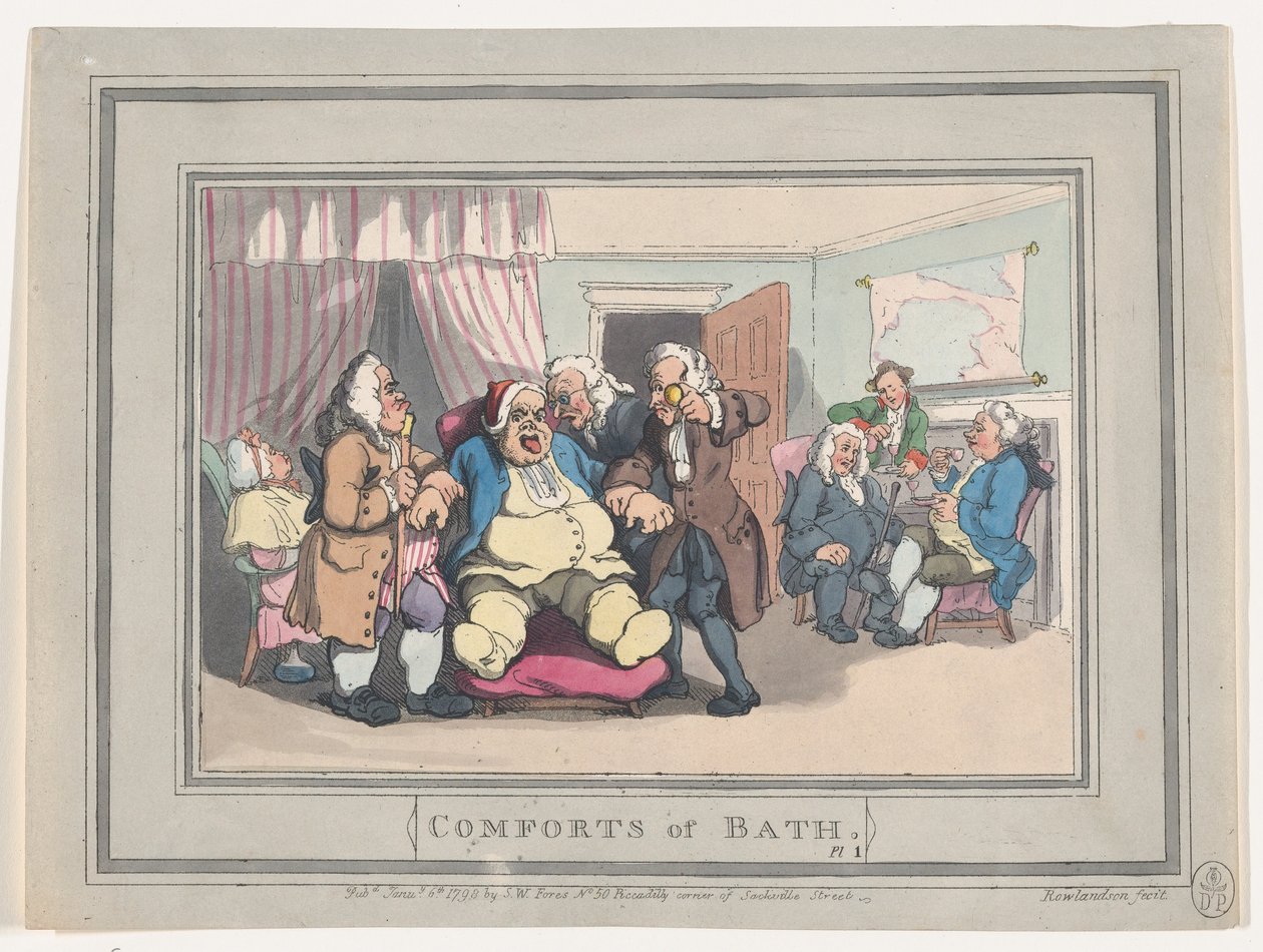 Comodidades de Bath, Placa 1, 6 de enero de 1798 de Thomas Rowlandson
