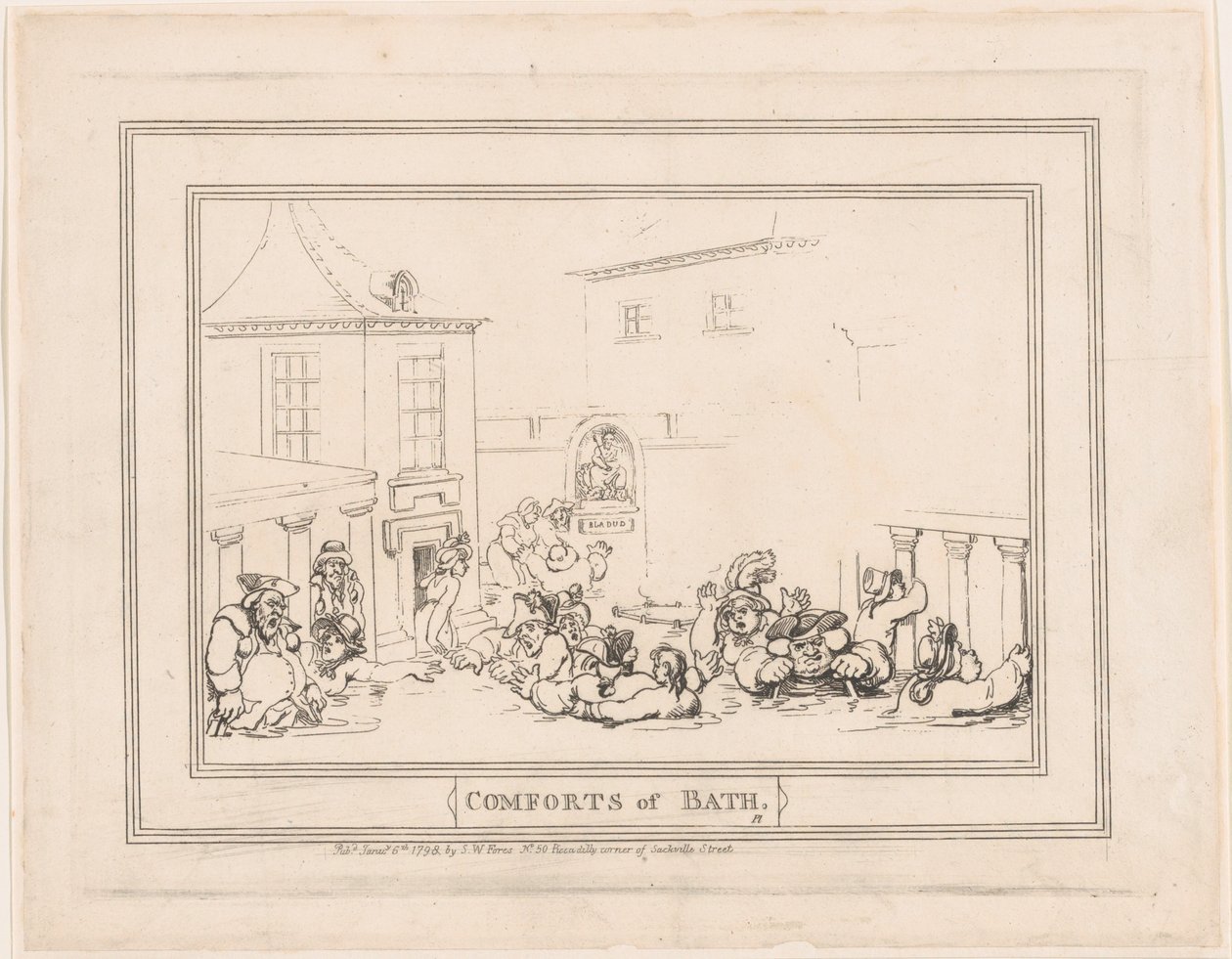 «Las delicias del baño», lámina 7 de Thomas Rowlandson