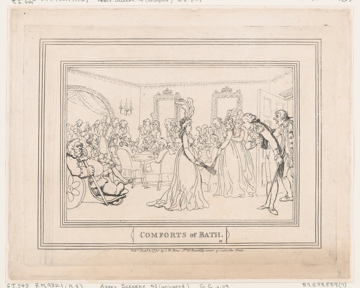 Comodidades de Bath, Placa 8, 6 de enero de 1798 de Thomas Rowlandson