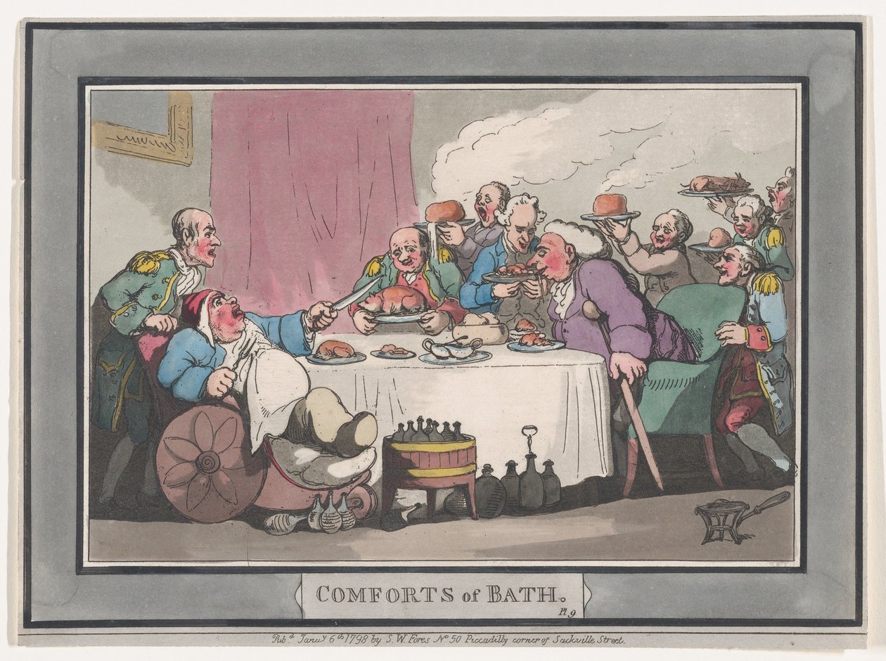 Comodidades de Bath, Placa 9, 6 de enero de 1798 de Thomas Rowlandson