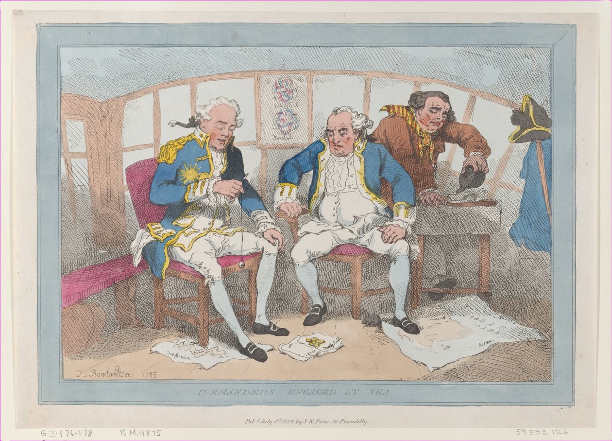 Comandantes en combate en el mar de Thomas Rowlandson