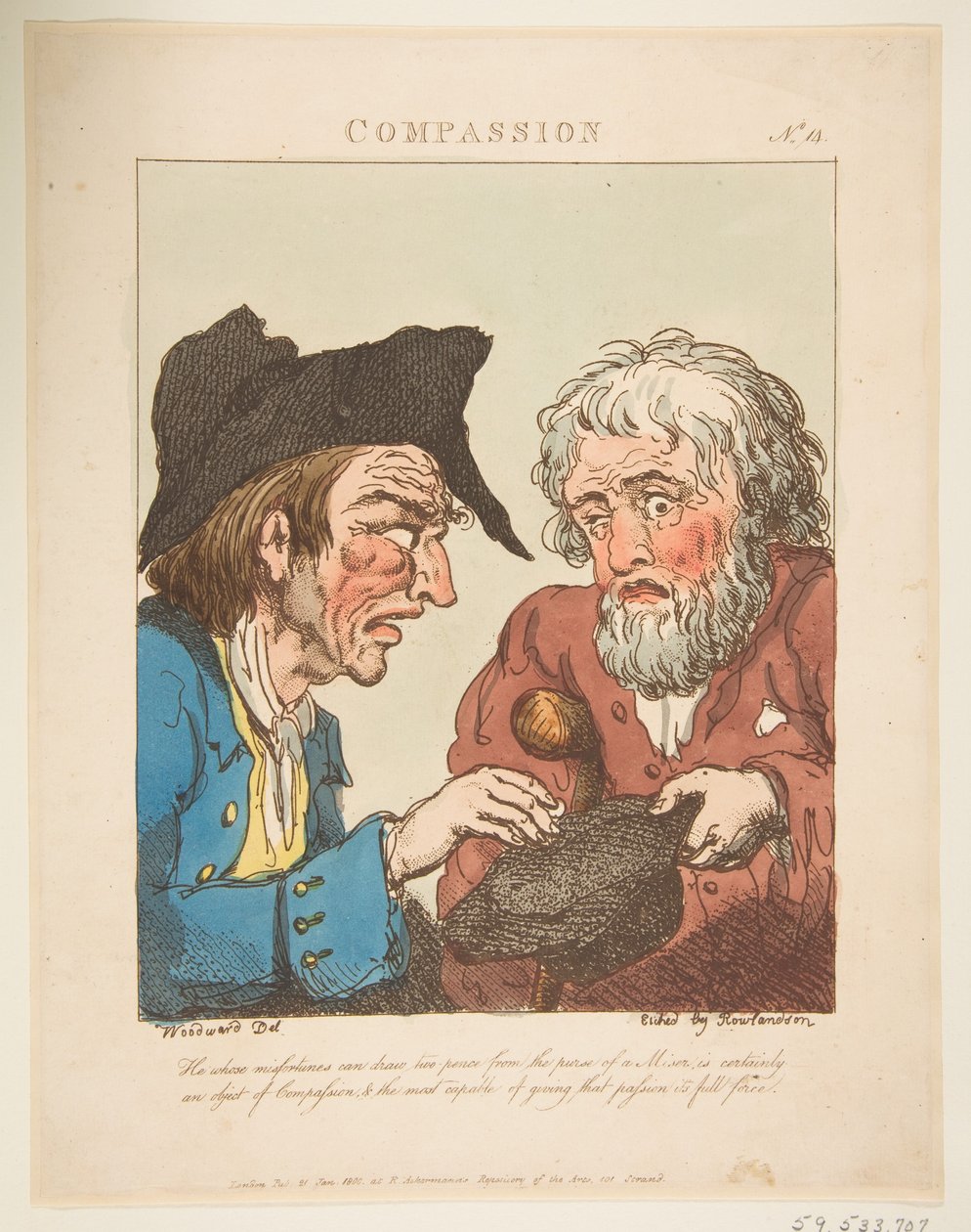 Compasión Le Brun Travestido, o Caricaturas de las Pasiones, 21 de enero de 1800 de Thomas Rowlandson
