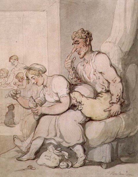 Remendando el calcetín de Thomas Rowlandson