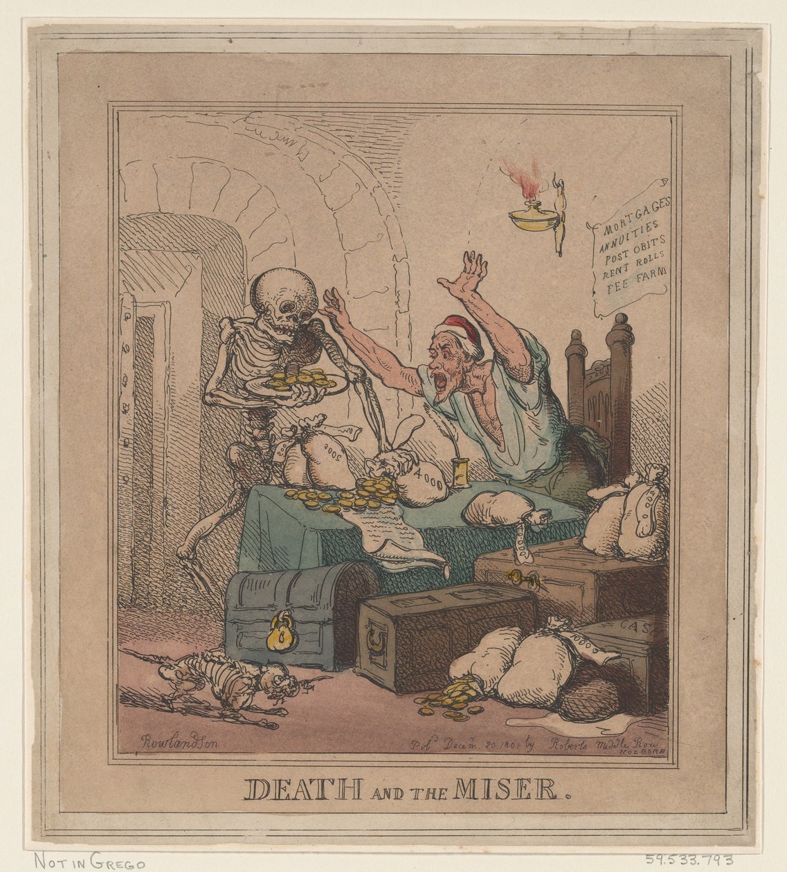 La Muerte y el Avaro, 20 de diciembre de 1801 de Thomas Rowlandson