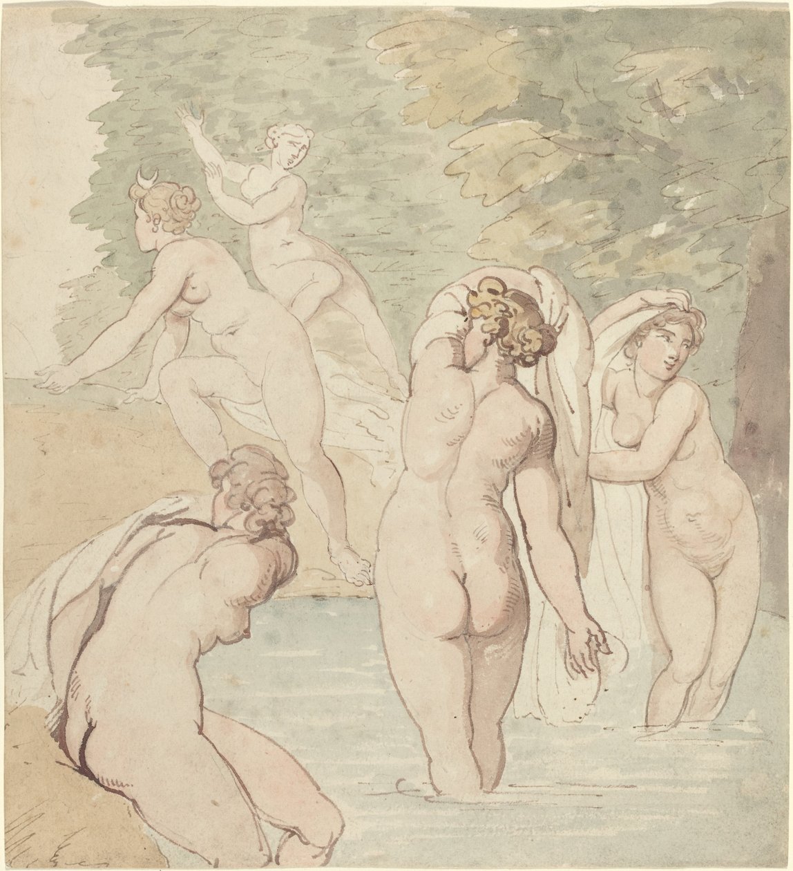 Diana y Sus Ninfas Bañándose de Thomas Rowlandson