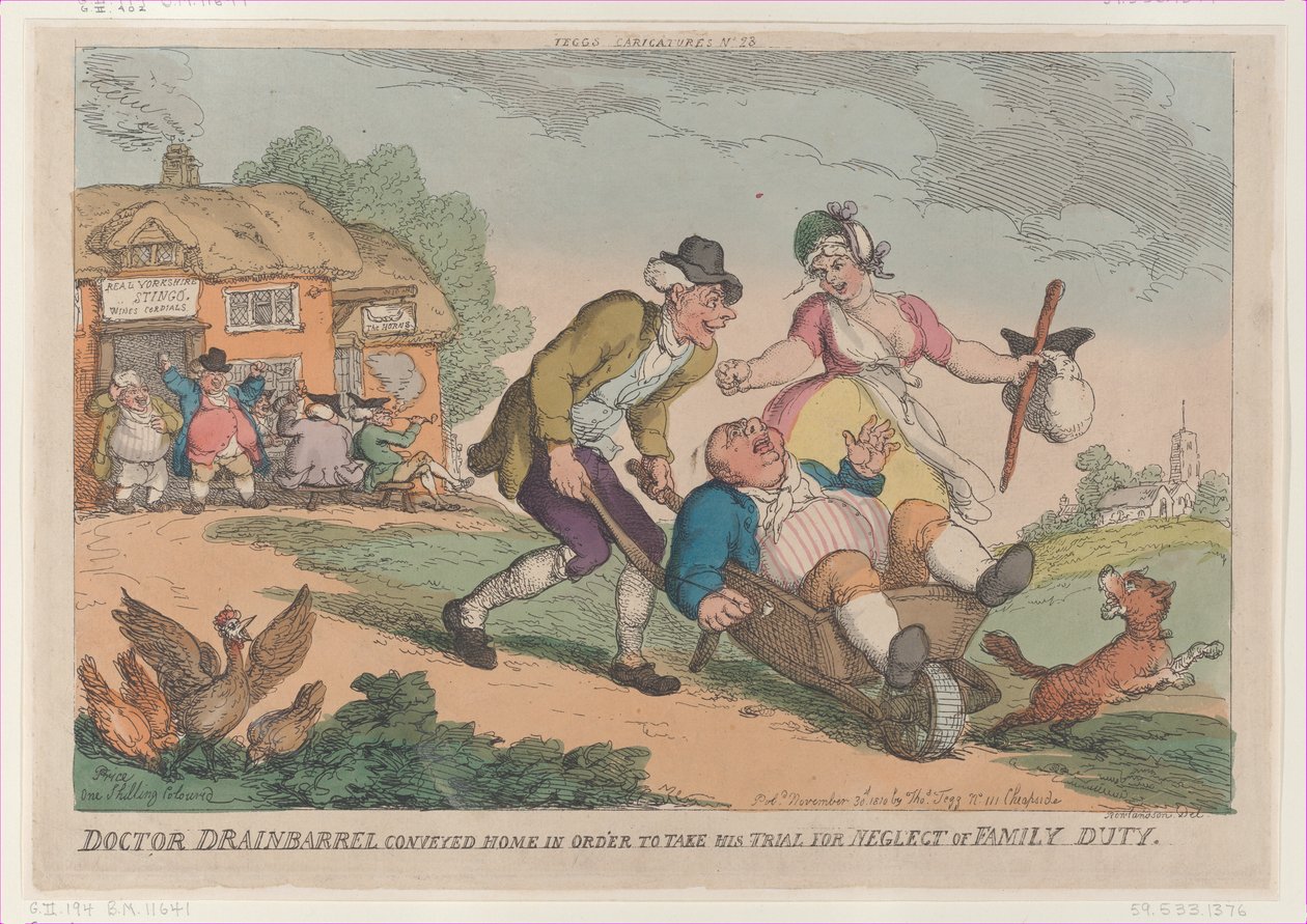 Doctor Drainbarrel Llevado a Casa para Ser Juzgado por Negligencia de Thomas Rowlandson