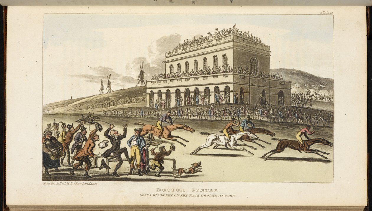 Doctor Syntax, pierde su dinero en la pista de carreras de York de Thomas Rowlandson