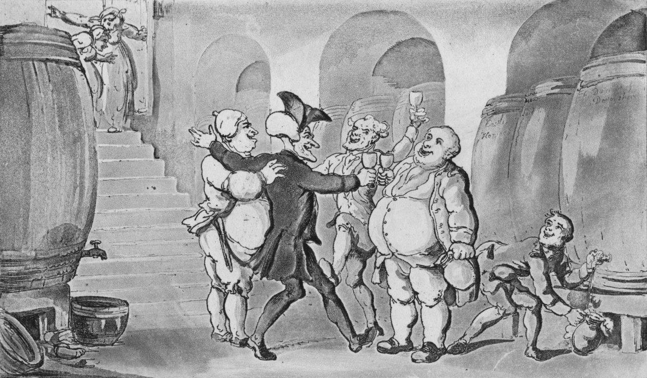 El Doctor Syntax liberado de la bodega, 1817 de Thomas Rowlandson