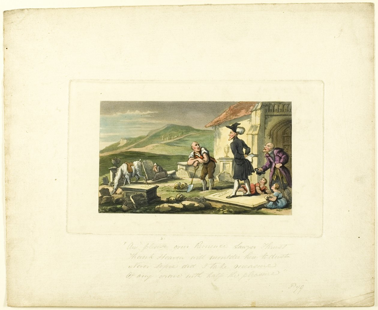 El Doctor Syntax meditando sobre las lápidas, de El Tour del Doctor Syntax de Thomas Rowlandson
