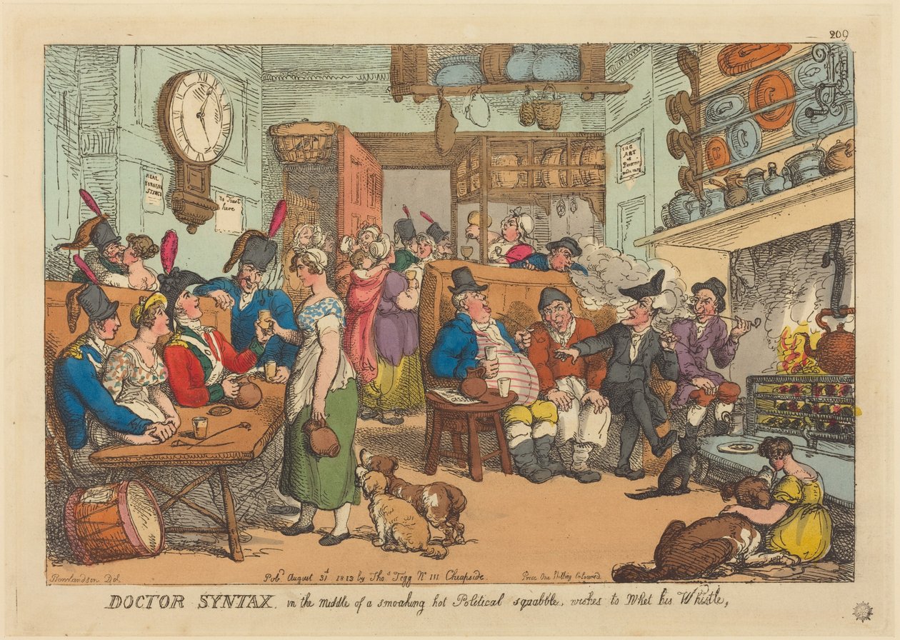 El Doctor Syntax, en medio de una acalorada disputa política, quiere refrescarse un poco. de Thomas Rowlandson